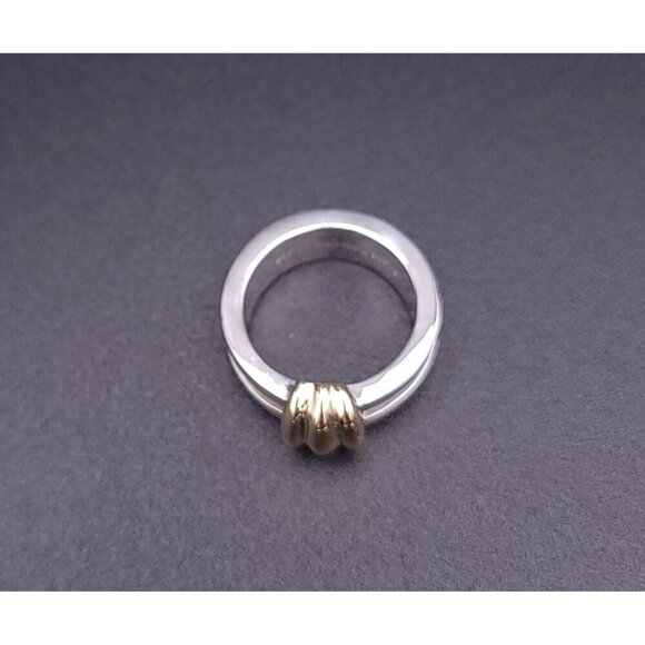 Tiffany & Co Vintage Sterling Silver 18kt Yellow Gold Atlas Groove Ring Size 5 - Picture 8 of 9